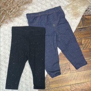 (5for$10) 12m Bottoms Set - Black Sparkle and Blue Jean